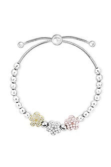 White Finish Zircon Bracelet In Sterling Silver