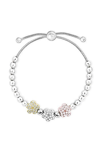 White Finish Zircon Bracelet In Sterling Silver