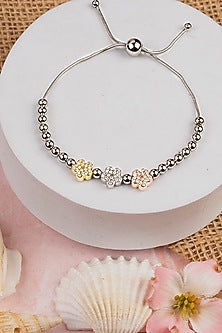 White Finish Zircon Bracelet In Sterling Silver