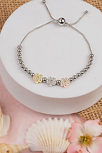 White Finish Zircon Bracelet In Sterling Silver