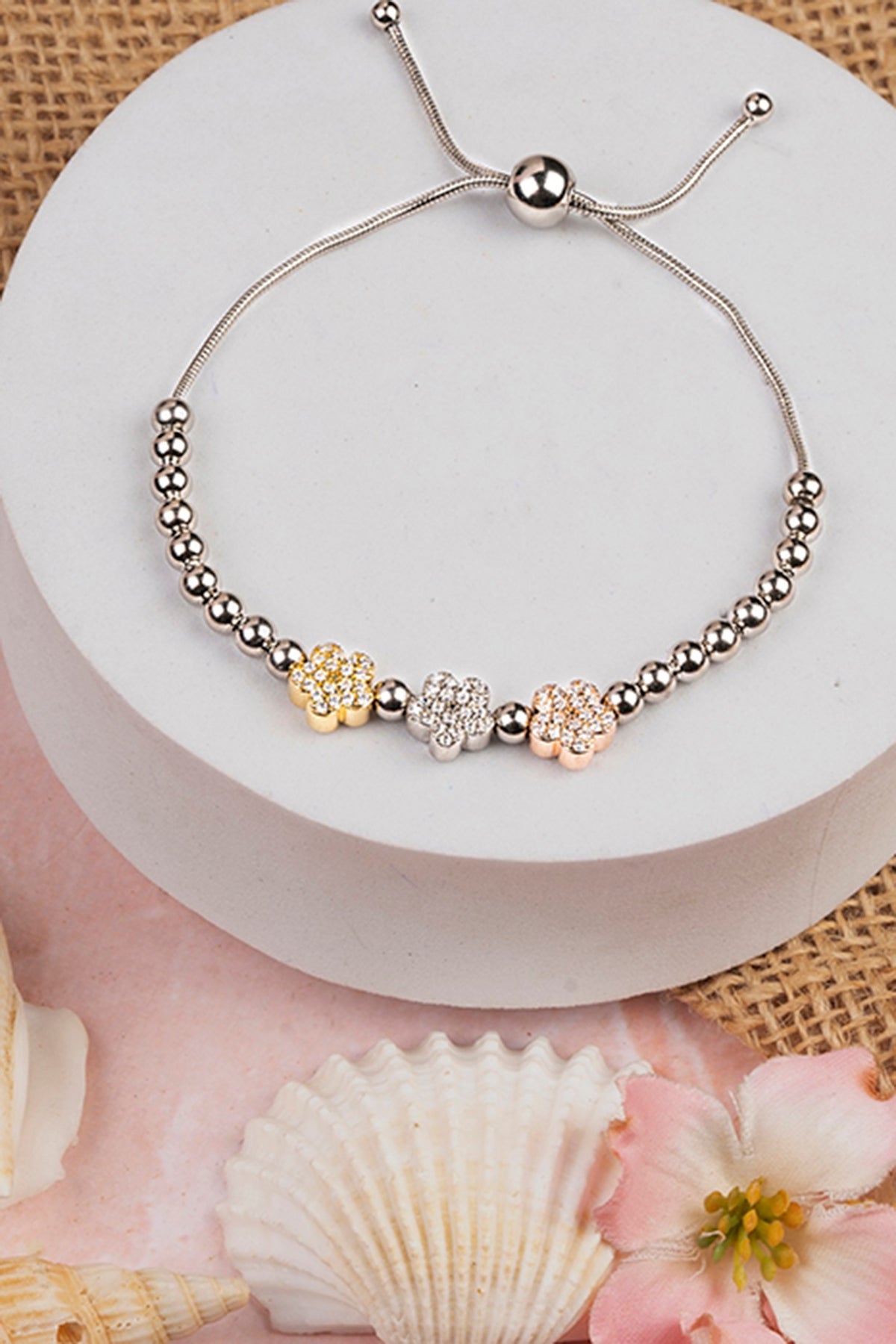 White Finish Zircon Bracelet In Sterling Silver