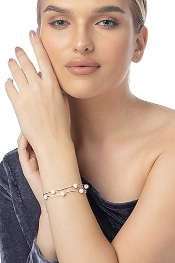 White Finish Pearl Bracelet In Sterling Silver