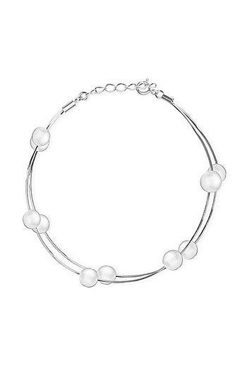 White Finish Pearl Bracelet In Sterling Silver