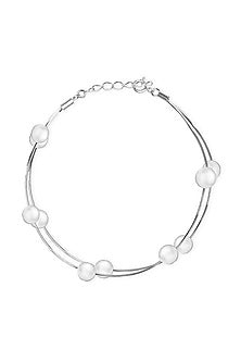 White Finish Pearl Bracelet In Sterling Silver