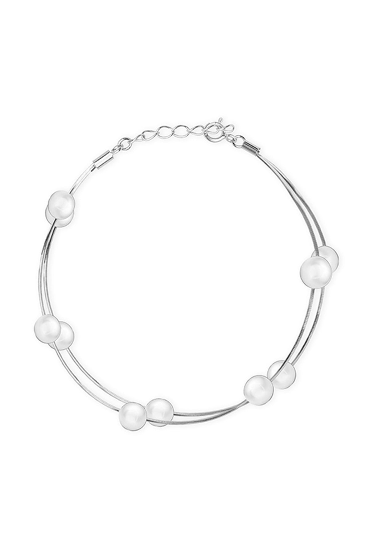 White Finish Pearl Bracelet In Sterling Silver