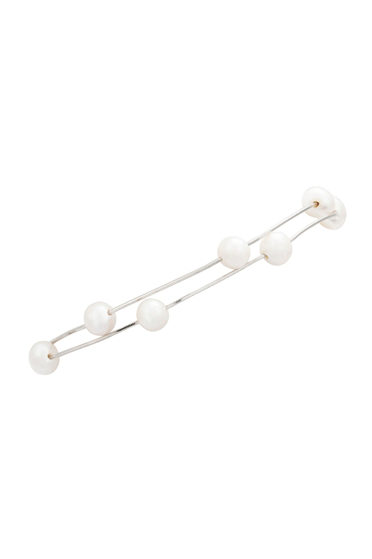 White Finish Pearl Bracelet In Sterling Silver