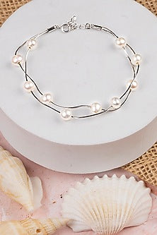 White Finish Pearl Bracelet In Sterling Silver