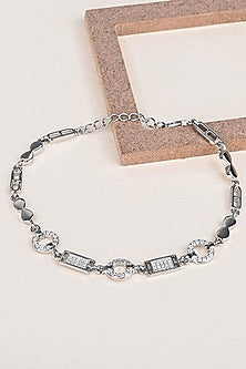 White Finish Zircon Bracelet In Sterling Silver