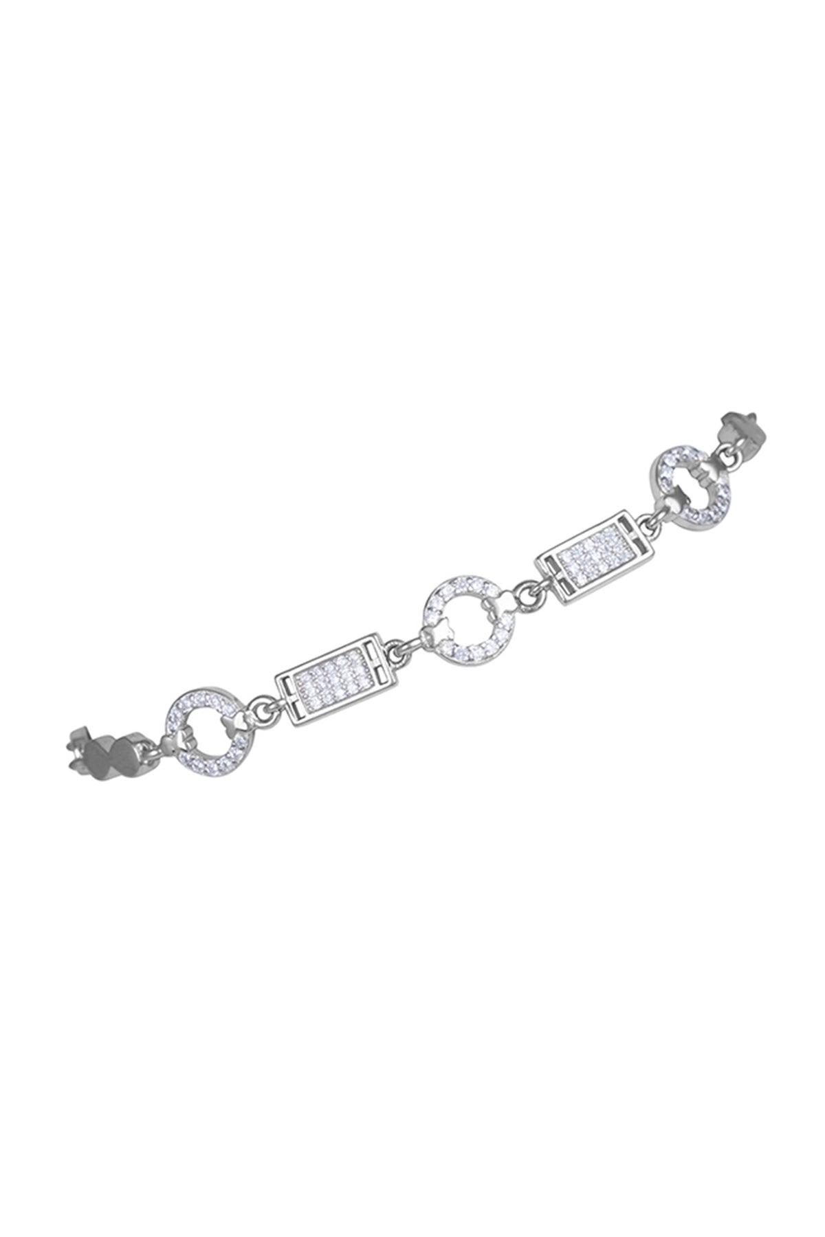 White Finish Zircon Bracelet In Sterling Silver