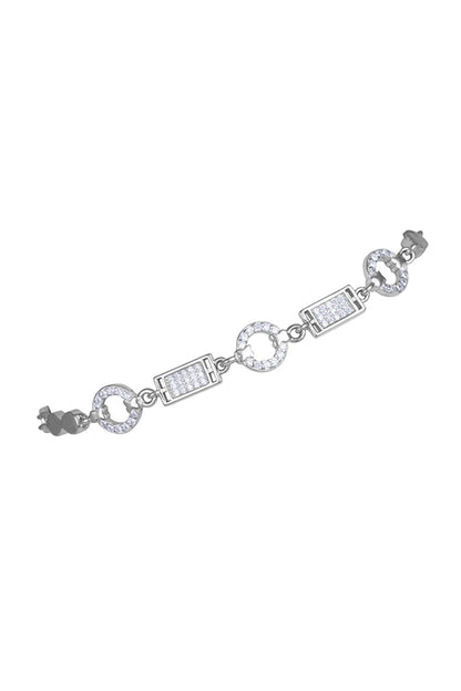 White Finish Zircon Bracelet In Sterling Silver