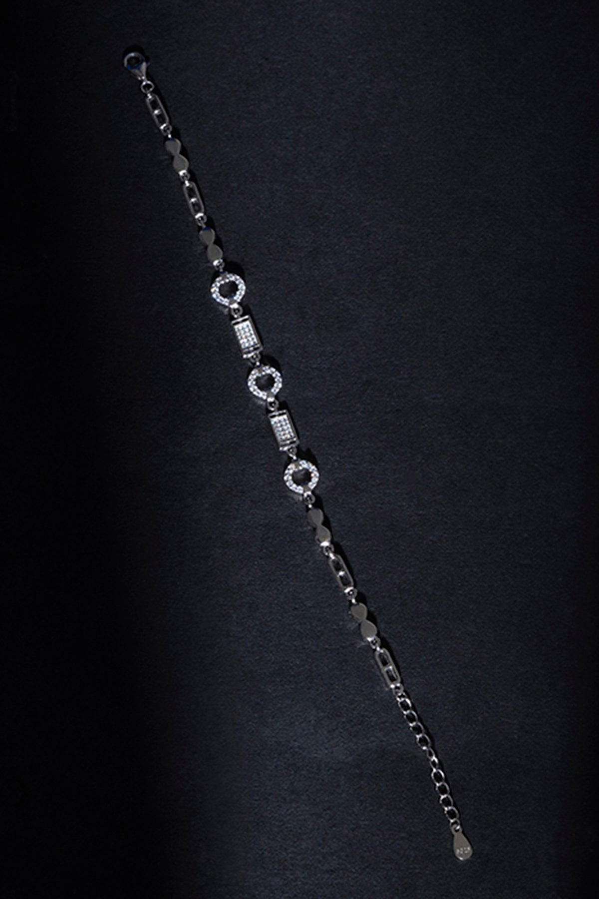 White Finish Zircon Bracelet In Sterling Silver
