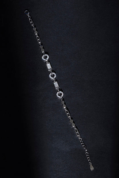 White Finish Zircon Bracelet In Sterling Silver