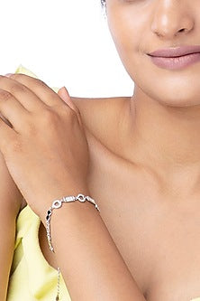 White Finish Zircon Bracelet In Sterling Silver