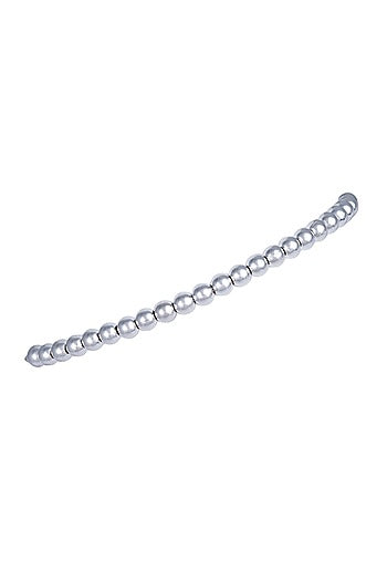 White Finish Zircon & Beaded Bracelet In Sterling Silver