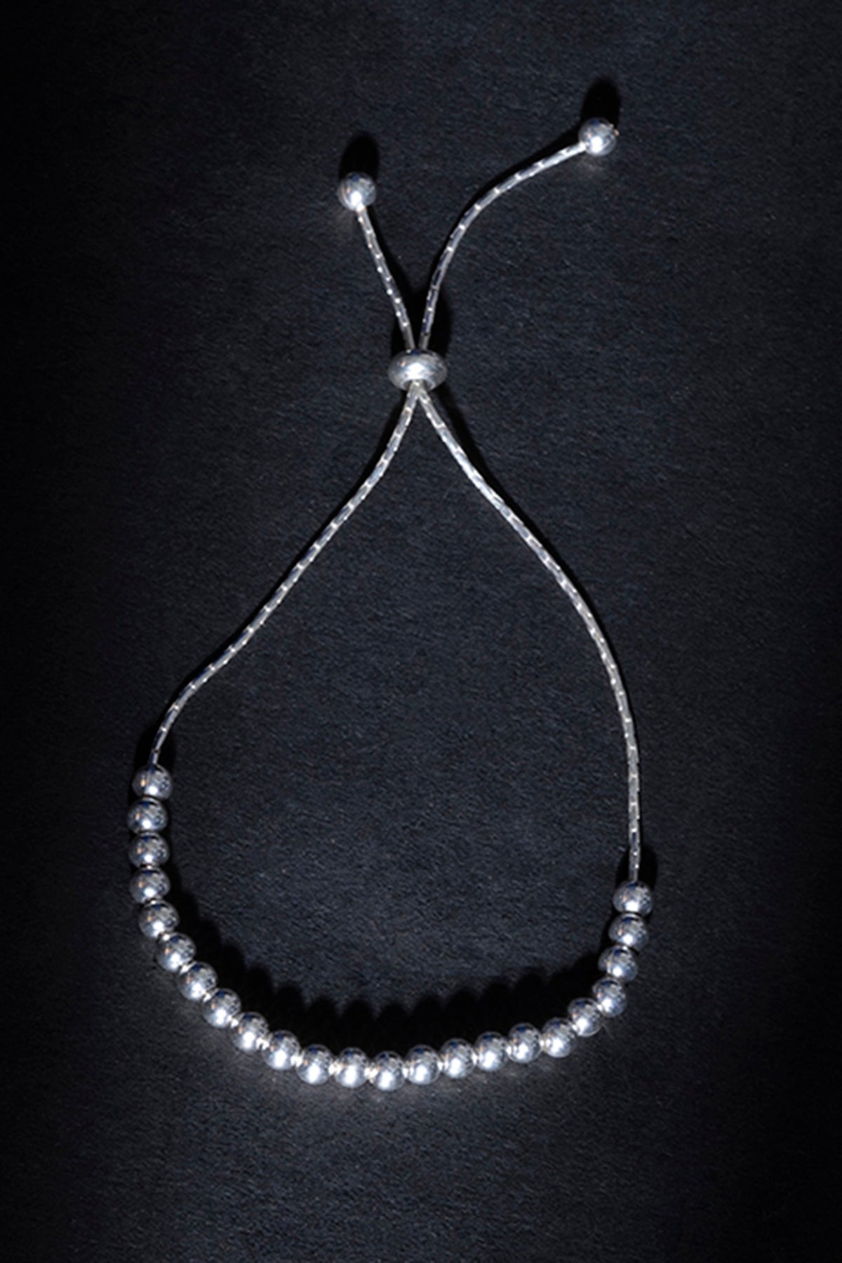 White Finish Zircon & Beaded Bracelet In Sterling Silver