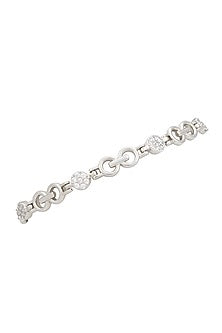 White Finish Zircon Bracelet In Sterling Silver