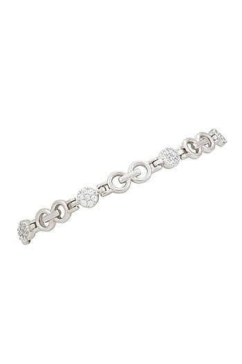 White Finish Zircon Bracelet In Sterling Silver