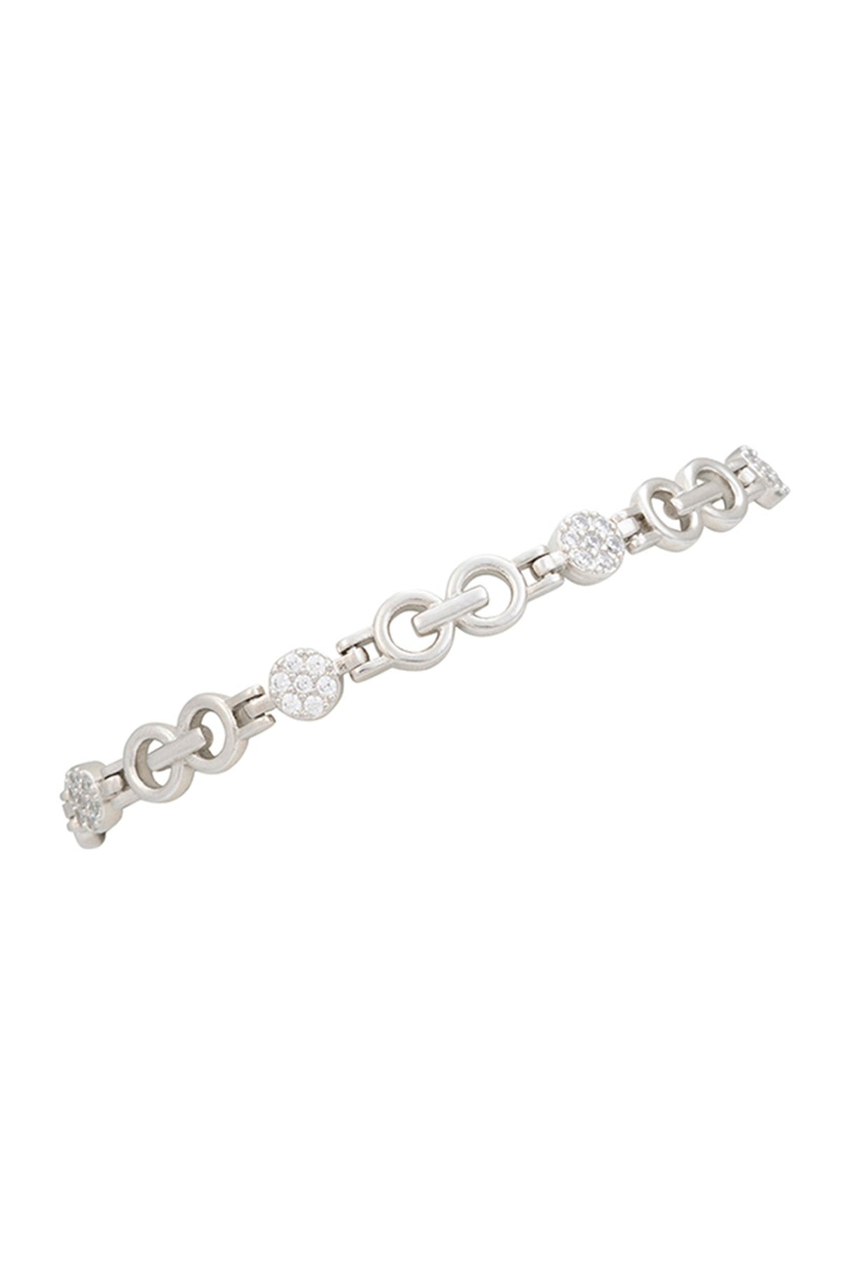 White Finish Zircon Bracelet In Sterling Silver