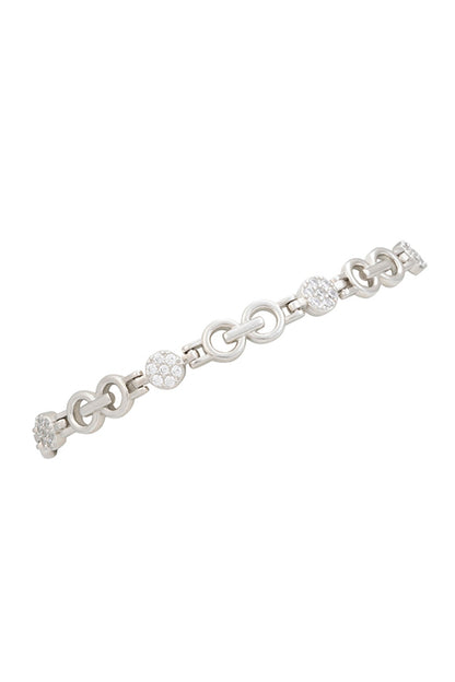 White Finish Zircon Bracelet In Sterling Silver