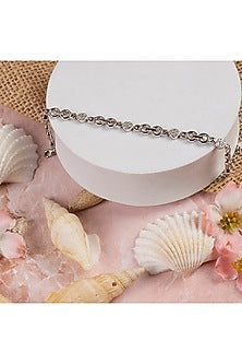 White Finish Zircon Bracelet In Sterling Silver