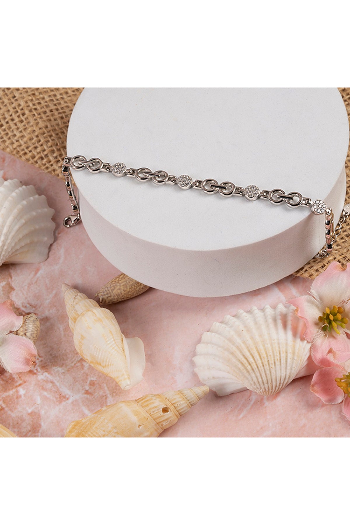 White Finish Zircon Bracelet In Sterling Silver