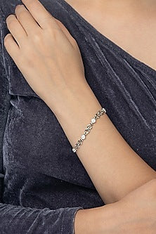 White Finish Zircon Bracelet In Sterling Silver