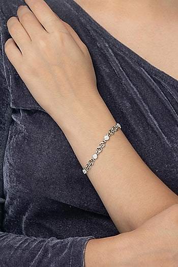 White Finish Zircon Bracelet In Sterling Silver