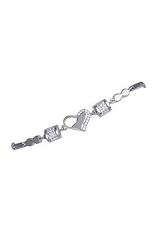 White Finish Zircon Bracelet In Sterling Silver