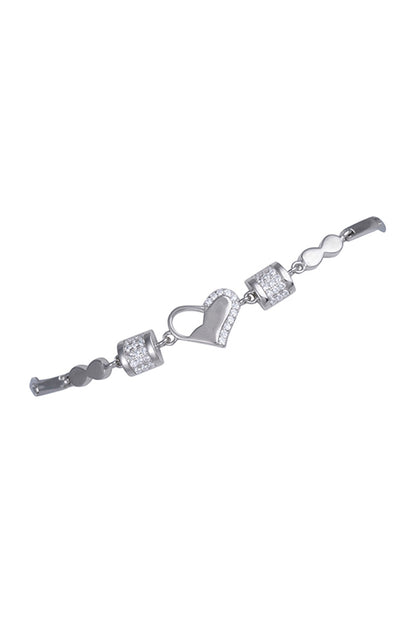 White Finish Zircon Bracelet In Sterling Silver