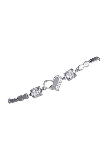 White Finish Zircon Bracelet In Sterling Silver