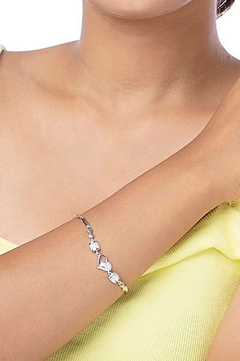 White Finish Zircon Bracelet In Sterling Silver