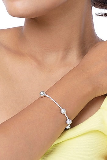 White Finish CZ Bracelet In Sterling Silver