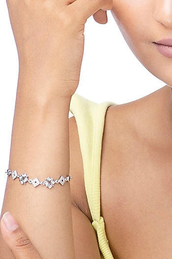 White Finish Zircon Bracelet In Sterling Silver