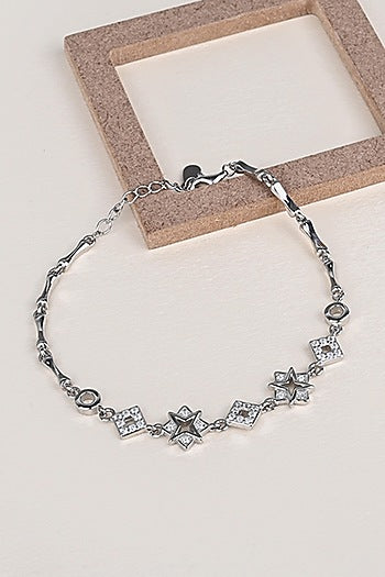 White Finish Zircon Bracelet In Sterling Silver