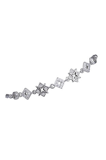 White Finish Zircon Bracelet In Sterling Silver