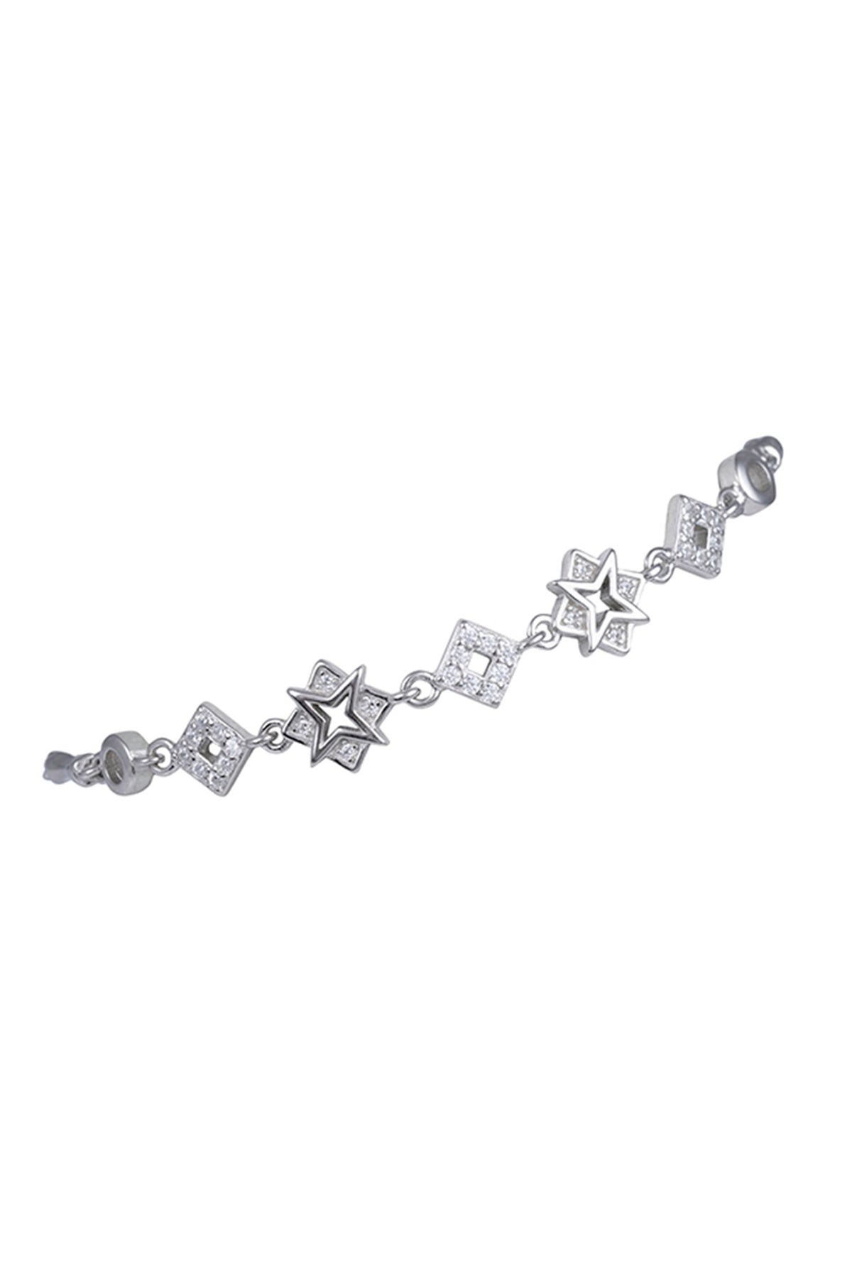 White Finish Zircon Bracelet In Sterling Silver