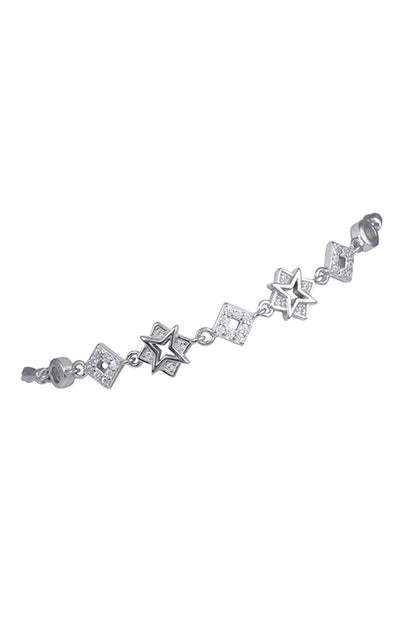 White Finish Zircon Bracelet In Sterling Silver