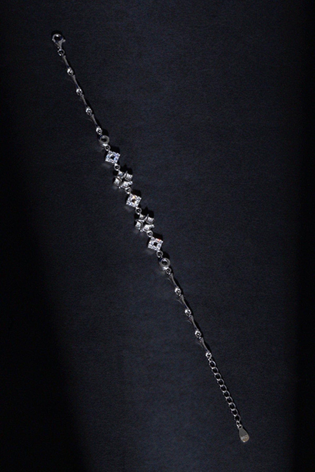 White Finish Zircon Bracelet In Sterling Silver