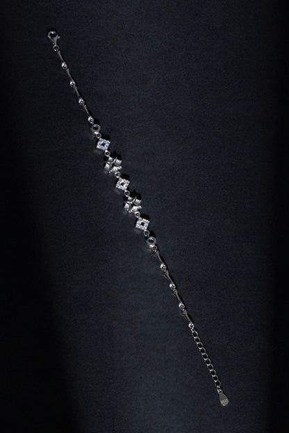 White Finish Zircon Bracelet In Sterling Silver