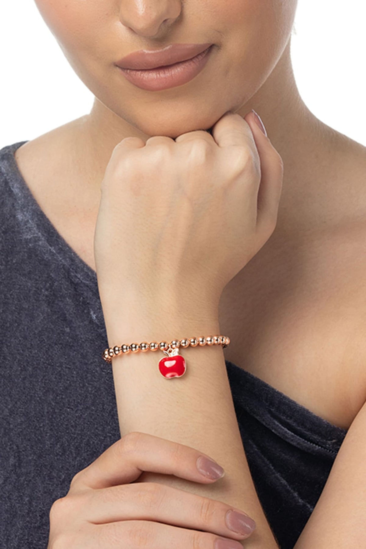 Rose Gold Finish Zircon Bracelet In Sterling Silver