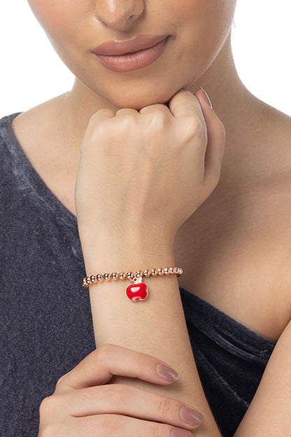 Rose Gold Finish Zircon Bracelet In Sterling Silver