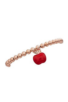 Rose Gold Finish Zircon Bracelet In Sterling Silver