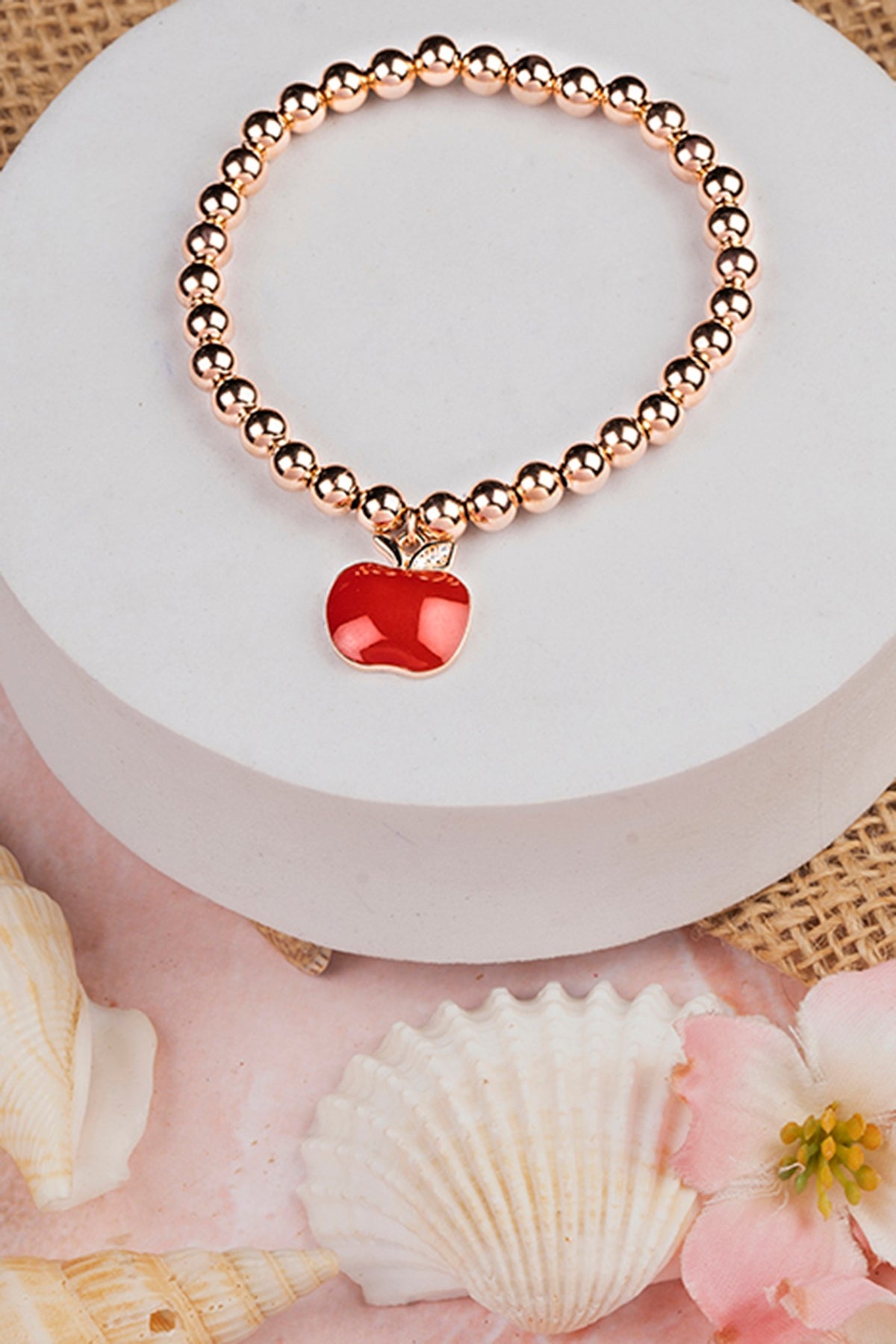 Rose Gold Finish Zircon Bracelet In Sterling Silver