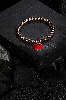 Rose Gold Finish Zircon Bracelet In Sterling Silver
