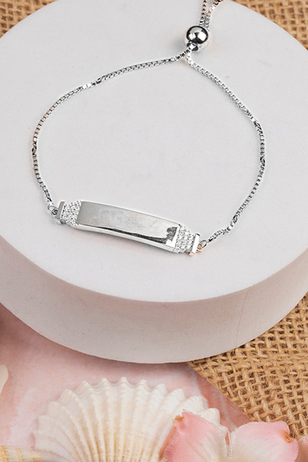 White Gold Finish Zircon Bracelet In Sterling Silver
