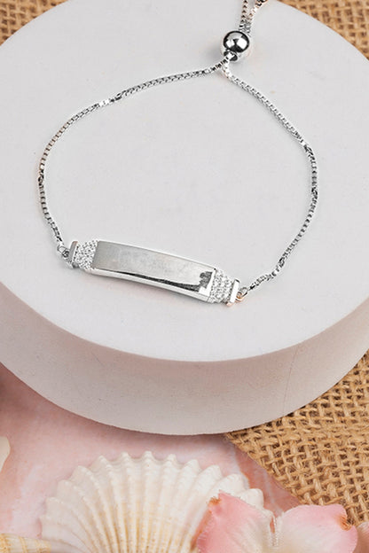White Gold Finish Zircon Bracelet In Sterling Silver