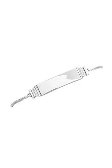 White Gold Finish Zircon Bracelet In Sterling Silver