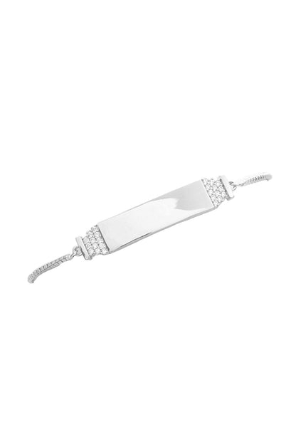 White Gold Finish Zircon Bracelet In Sterling Silver