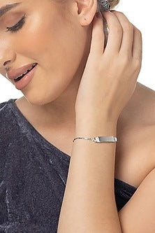 White Gold Finish Zircon Bracelet In Sterling Silver