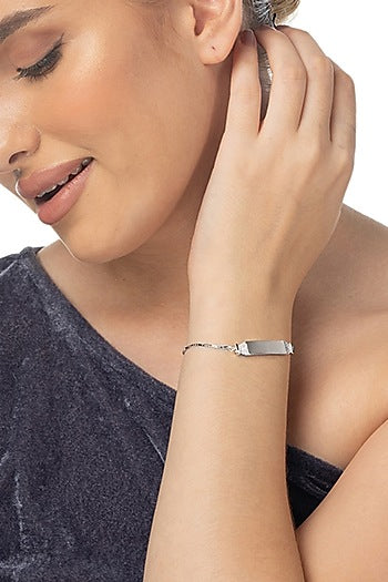 White Gold Finish Zircon Bracelet In Sterling Silver